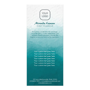 Teal Green Watercolor background Rack Card