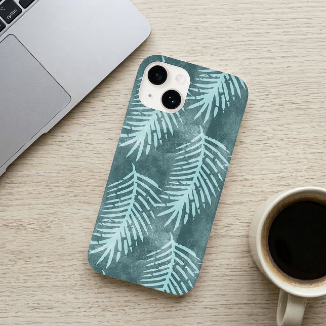 Teal Green Watercolor Tropical Leaf Case-Mate iPhone Case (Teal Green Watercolor Tropical Leaf Phone Case)