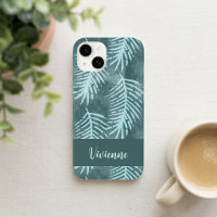 Teal Green Watercolor Tropical Leaf Name