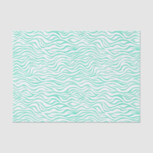 Teal Green Watercolor Zebra Print Tissue Paper