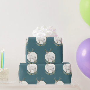 Teal Green Woodland Deer Gift Wrap Roll