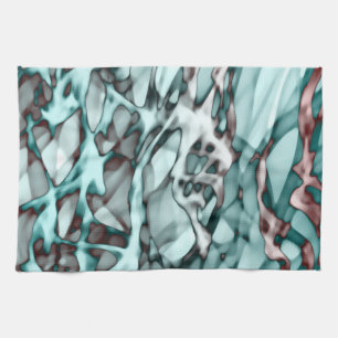 Teal Green Yellow Orange Gold Red Abstract Art Ki Tea Towel
