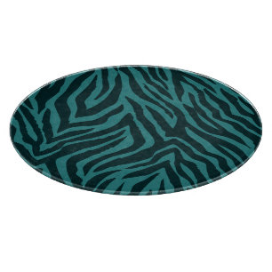 Teal Green Zebra Animal Print Cutting Board