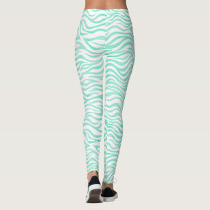 Teal Green Zebra Pattern Leggings