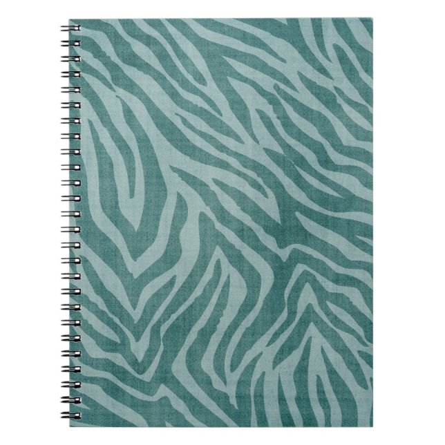 Teal Green Zebra Print Notebook (Front)