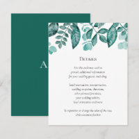 Teal Greenery Details Wedding Other Information