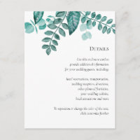 Teal Greenery Details Wedding Other Information