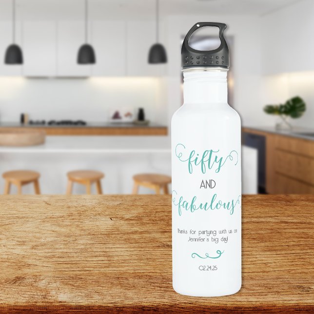 Teal Grey 50 and Fabulous Birthday  710 Ml Water Bottle (Creator Uploaded)
