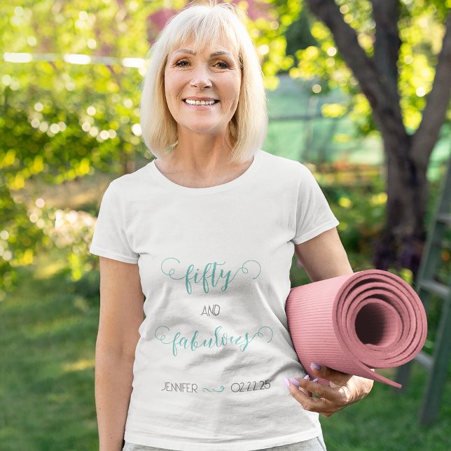 Teal Grey 50 and Fabulous Birthday  T-Shirt (Creator Uploaded)