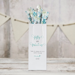 Teal Grey 50 and Fabulous Birthday Wine Gift Bag