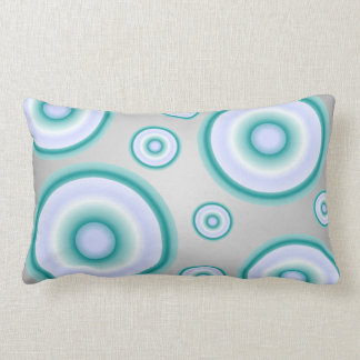 Teal, grey, and neutral blue floating bubbles lumbar cushion