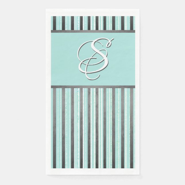 Teal, Grey, and White Stripes Napkin (Front)