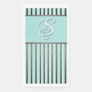 Teal, Grey, and White Stripes Napkin