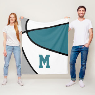 teal grey basketball team colours athletic decor fleece blanket