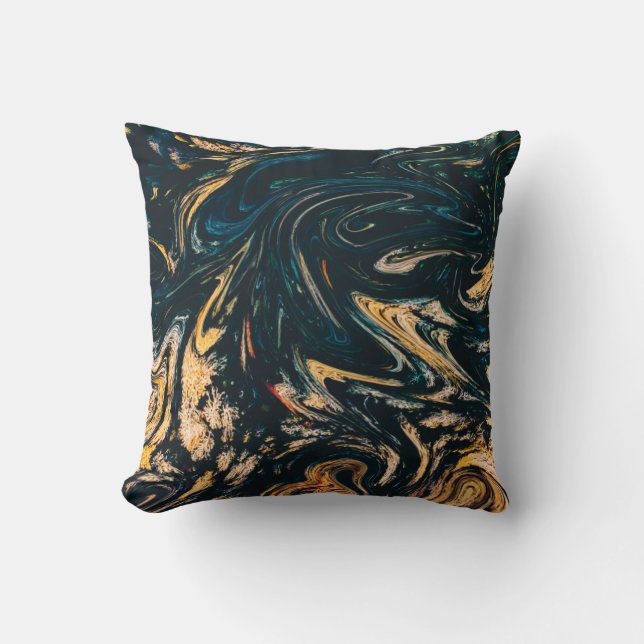 Teal Grey Black and White Green  Throw Pillow (Front)