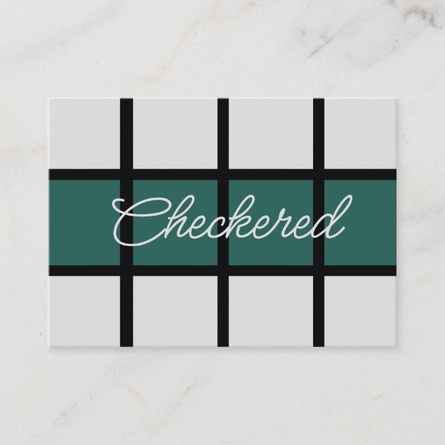 Teal Grey Black Chequered  Business Card (Front)