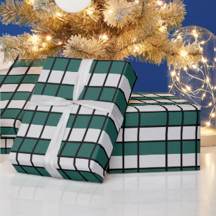 Teal Grey Black Chequered Wrapping Paper