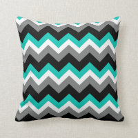 Teal Grey Black Chevron Pattern
