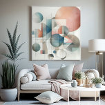 Teal Grey Blue Beige Rust Red Abstract Art Pattern Canvas Print<br><div class="desc">Step into a world where simplicity meets sophistication with this vintage minimalist Bauhaus style inspired wrapped canvas art. The design embodies the Bauhaus principle of form following function, featuring a clean and geometric aesthetic that is both timeless and modern. The canvas art is a celebration of minimalist beauty, with a...</div>