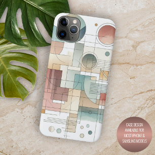 Teal Grey Blue Beige Rust Red Abstract Art Pattern Case-Mate iPhone Case