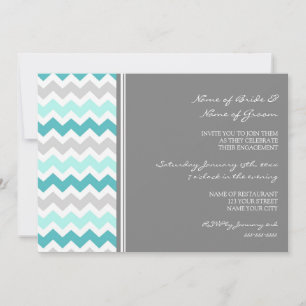 Teal Grey Chevron Engagement Party Invitations