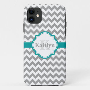 Teal Grey Chevron Pattern & Moroccan Quatrefoil Case-Mate iPhone Case