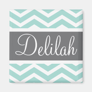 Teal Grey Grey Chevron Custom Magnet