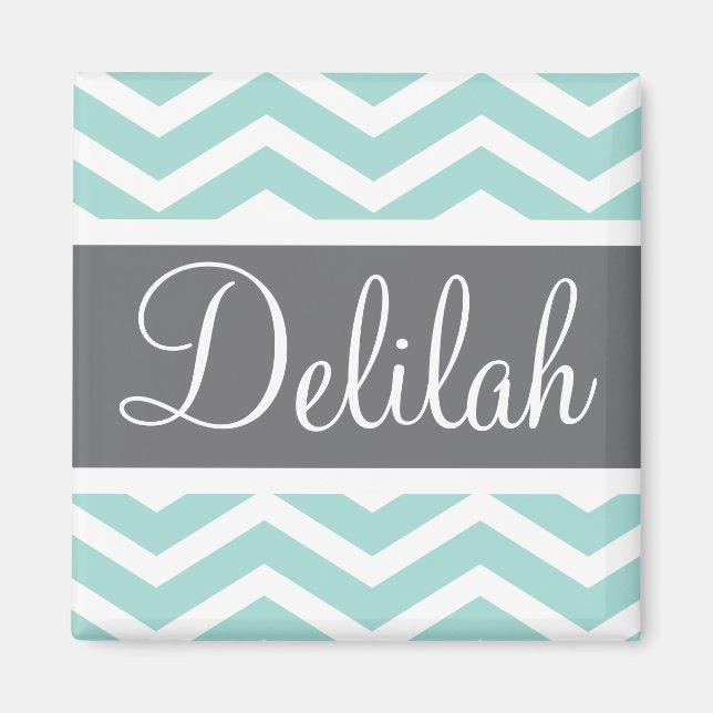 Teal Grey Grey Chevron Custom Magnet (Front)