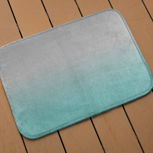 Teal Grey Ombre Fading Bath Mat
