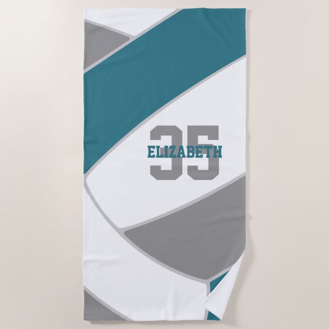 teal grey or ANY volleyball team colours custom Beach Towel (Front)