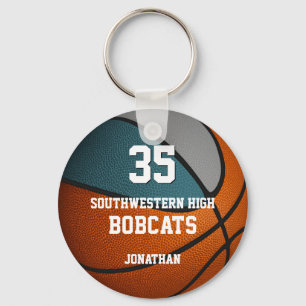 teal grey sports boy girl basketball team colours key ring