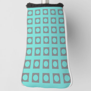 Teal Grey Square Circle Golf Head Cover