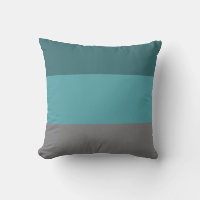 Teal, Grey Stripes Cushion (Front)