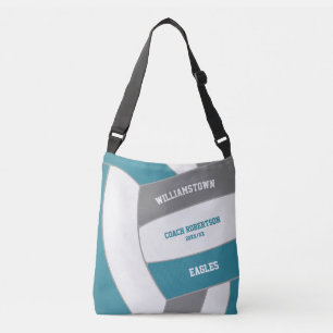 teal grey team colours volleyball athlete coach crossbody bag