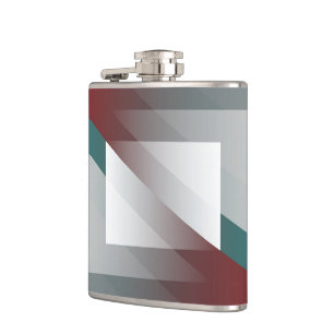 Teal grey triangles on burgundy hip flask