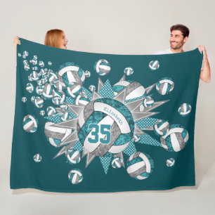 teal grey volleyball blowout girls sports room fleece blanket