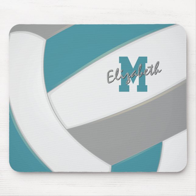 teal grey volleyball team colours girls boys mouse pad (Front)