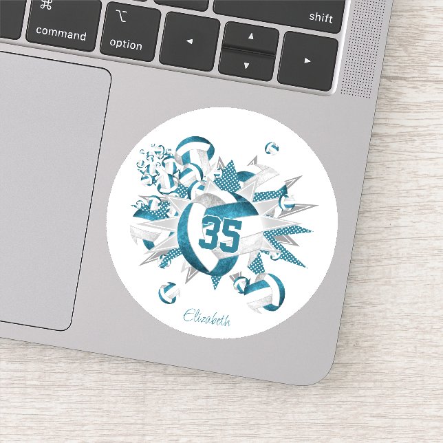 teal grey volleyballs stars girls team gifts  (Detail)