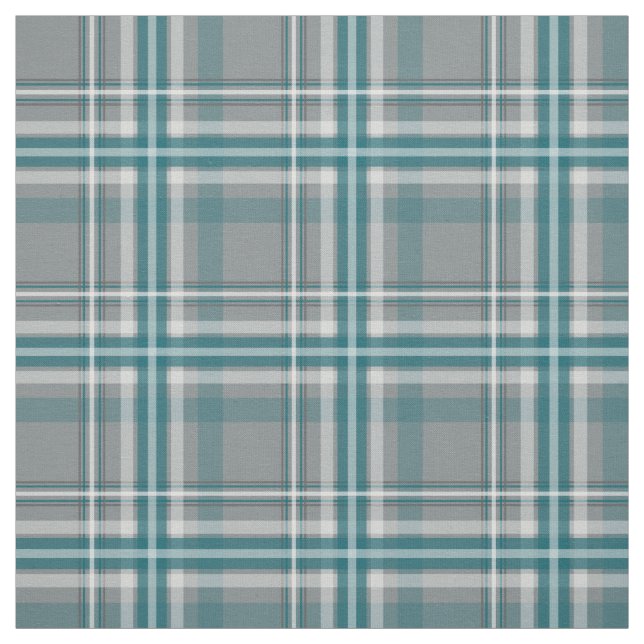 teal grey white plaid fabric (Swatch)
