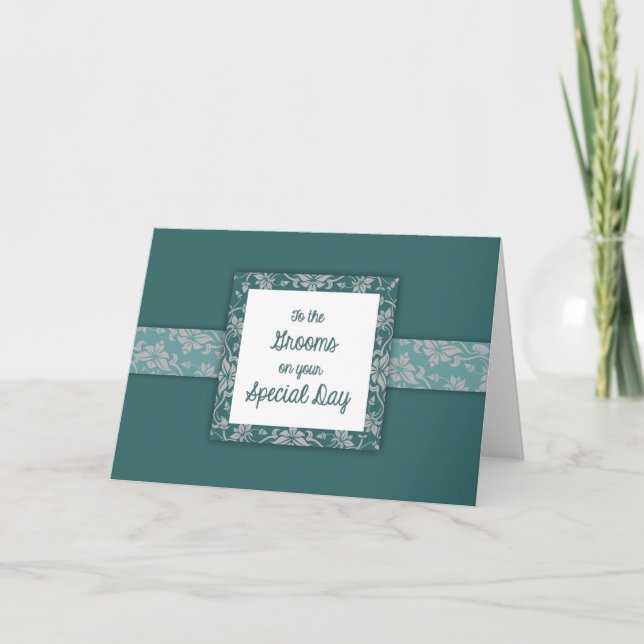 Teal Grooms Deco Card (Front)