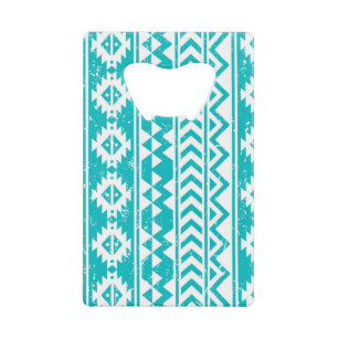 Teal Grunge Aztec Tribal Pattern