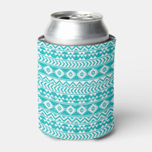 Teal Grunge Aztec Tribal Pattern Can Cooler
