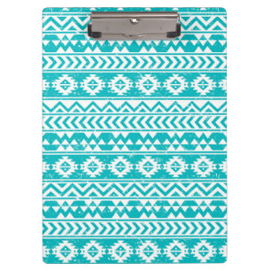 Teal Grunge Aztec Tribal Pattern Clipboard