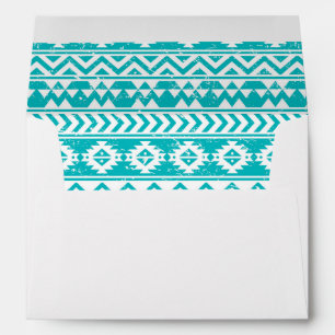 Teal Grunge Aztec Tribal Pattern Envelopes