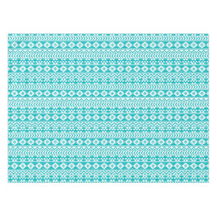 Teal Grunge Aztec Tribal Pattern Tablecloth