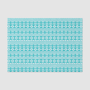 Teal Grunge Aztec Tribal Pattern Tissue Paper