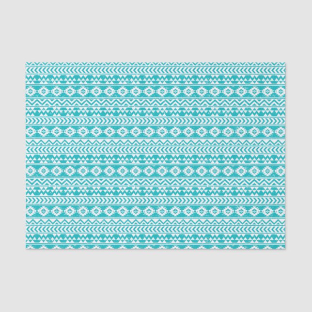 Teal Grunge Aztec Tribal Pattern Tissue Paper (Front)