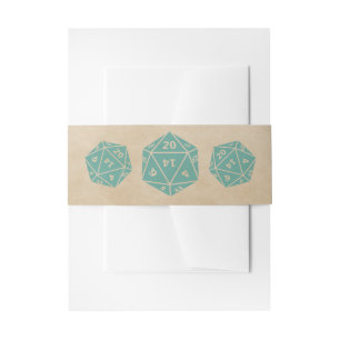 Teal Grunge D20 Dice Gamer Belly Bands Invitation Belly Band