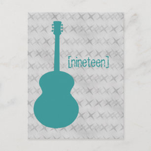Teal Guitar Grunge Table Postcard