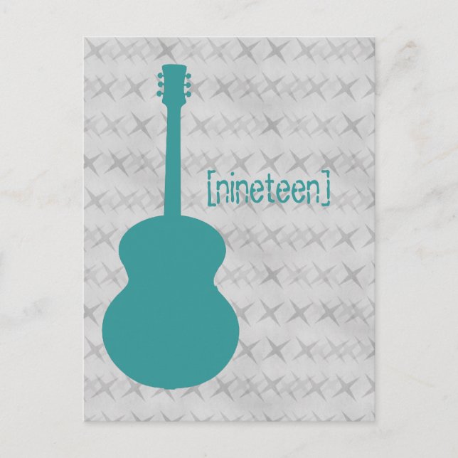 Teal Guitar Grunge Table Postcard (Front)